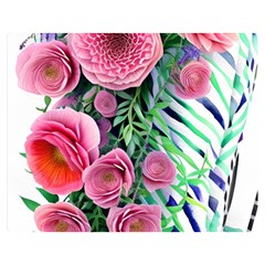 Adorned Watercolor Flowers One Side Premium Plush Fleece Blanket (medium)