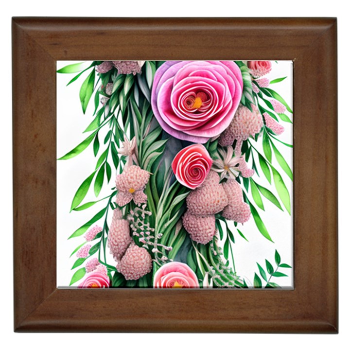 Brilliant Blushing Blossoms Framed Tile