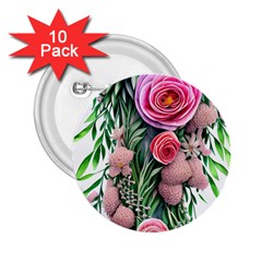 Brilliant Blushing Blossoms 2 25  Buttons (10 Pack)  by GardenOfOphir