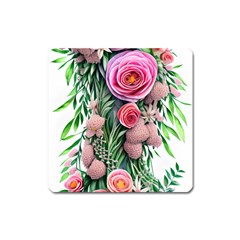 Brilliant Blushing Blossoms Square Magnet by GardenOfOphir