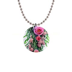 Brilliant Blushing Blossoms 1  Button Necklace by GardenOfOphir