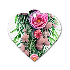 Brilliant Blushing Blossoms Dog Tag Heart (one Side) by GardenOfOphir