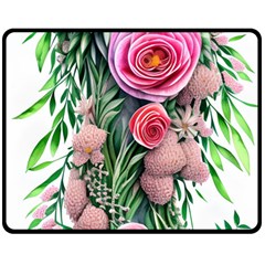 Brilliant Blushing Blossoms One Side Fleece Blanket (medium) by GardenOfOphir