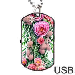 Brilliant Blushing Blossoms Dog Tag Usb Flash (two Sides) by GardenOfOphir