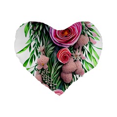 Brilliant Blushing Blossoms Standard 16  Premium Heart Shape Cushions by GardenOfOphir