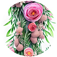 Brilliant Blushing Blossoms Wooden Puzzle Round by GardenOfOphir