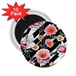 Exotic Watercolor Botanical Flowers Pattern 2.25  Magnets (10 pack)  Front