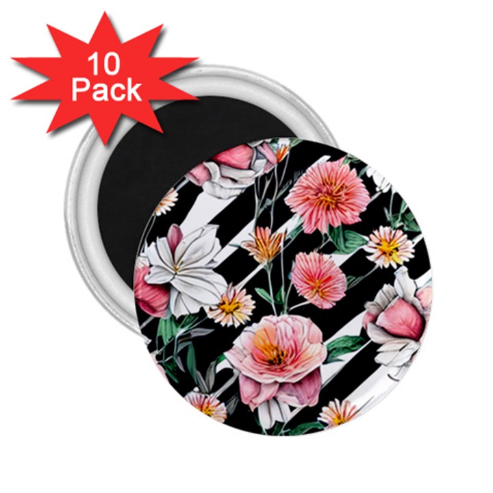 Exotic Watercolor Botanical Flowers Pattern 2.25  Magnets (10 pack) 