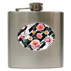 Exotic Watercolor Botanical Flowers Pattern Hip Flask (6 Oz) by GardenOfOphir