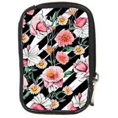 Exotic Watercolor Botanical Flowers Pattern Compact Camera Leather Case by GardenOfOphir