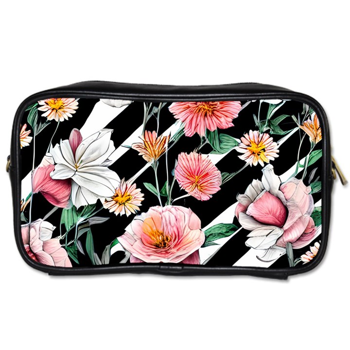 Exotic Watercolor Botanical Flowers Pattern Toiletries Bag (One Side)