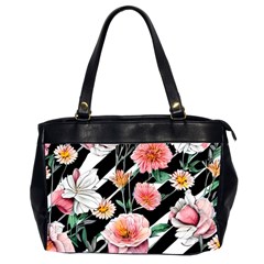 Exotic Watercolor Botanical Flowers Pattern Oversize Office Handbag (2 Sides) by GardenOfOphir