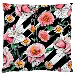 Exotic Watercolor Botanical Flowers Pattern Large Cushion Case (one Side) by GardenOfOphir