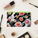 Exotic Watercolor Botanical Flowers Pattern Cosmetic Bag (XS) Front