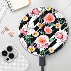 Exotic Watercolor Botanical Flowers Pattern Wireless Fast Charger(white) by GardenOfOphir