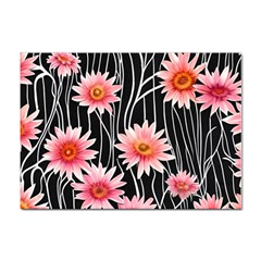 Botanical Black Pink Flowers Pattern Sticker A4 (100 Pack) by GardenOfOphir