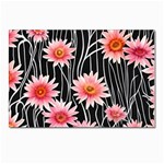 Botanical Black Pink Flowers Pattern Postcard 4 x 6  (Pkg of 10) Front