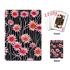 Botanical Black Pink Flowers Pattern Playing Cards Single Design (rectangle) by GardenOfOphir