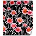 Botanical Black Pink Flowers Pattern Canvas 8  x 10  8.15 x9.66  Canvas - 1