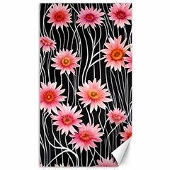 Botanical Black Pink Flowers Pattern Canvas 40  X 72  by GardenOfOphir