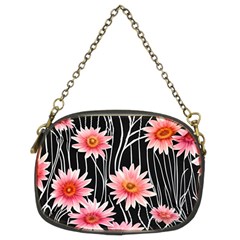 Botanical Black Pink Flowers Pattern Chain Purse (two Sides) by GardenOfOphir