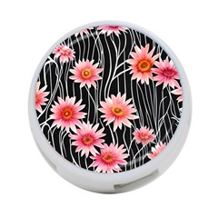 Botanical Black Pink Flowers Pattern 4-port Usb Hub (two Sides) by GardenOfOphir