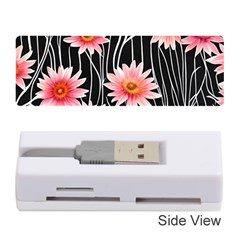 Botanical Black Pink Flowers Pattern Memory Card Reader (stick) by GardenOfOphir