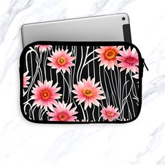 Botanical Black Pink Flowers Pattern Apple Ipad Mini Zipper Cases by GardenOfOphir