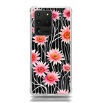 Botanical Black Pink Flowers Pattern Samsung Galaxy S20 Ultra 6.9 Inch TPU UV Case Front