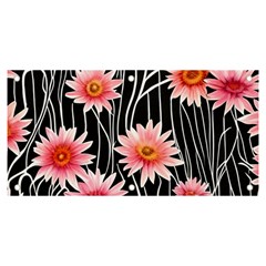 Botanical Black Pink Flowers Pattern Banner And Sign 6  X 3  by GardenOfOphir