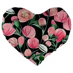 Boho Watercolor Botanical Flowers Large 19  Premium Flano Heart Shape Cushions Front