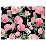 Boho Watercolor Botanical Flowers Premium Plush Fleece Blanket (Extra Small) 40 x30  Blanket Back