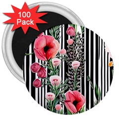 Tropical Paradise - Watercolor Botanical Flowers 3  Magnets (100 Pack) by GardenOfOphir