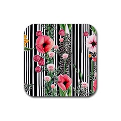 Tropical Paradise - Watercolor Botanical Flowers Rubber Coaster (square) by GardenOfOphir