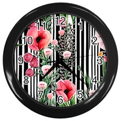 Tropical Paradise - Watercolor Botanical Flowers Wall Clock (black) by GardenOfOphir