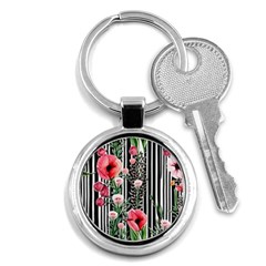 Tropical Paradise - Watercolor Botanical Flowers Key Chain (round) by GardenOfOphir