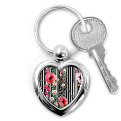 Tropical Paradise - Watercolor Botanical Flowers Key Chain (heart) by GardenOfOphir