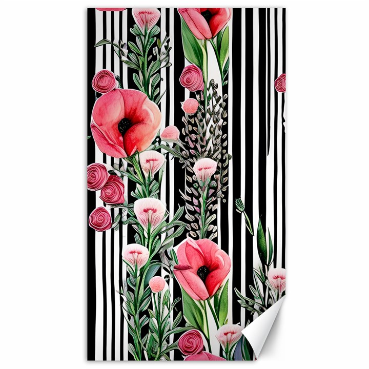 Tropical Paradise - Watercolor Botanical Flowers Canvas 40  x 72 