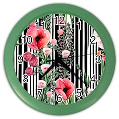 Tropical Paradise - Watercolor Botanical Flowers Color Wall Clock by GardenOfOphir