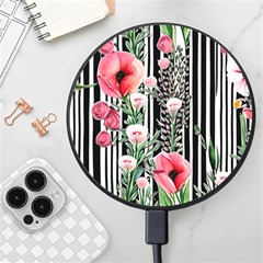 Tropical Paradise - Watercolor Botanical Flowers Wireless Fast Charger(black) by GardenOfOphir