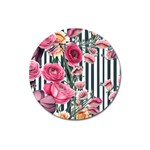 Flora Watercolor Botanical Flowers Magnet 3  (Round) Front