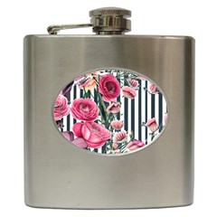 Flora Watercolor Botanical Flowers Hip Flask (6 Oz) by GardenOfOphir