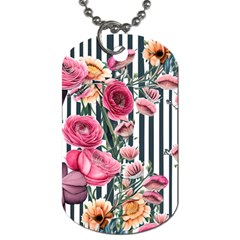 Flora Watercolor Botanical Flowers Dog Tag (two Sides) by GardenOfOphir