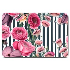 Flora Watercolor Botanical Flowers Large Doormat by GardenOfOphir