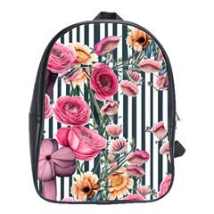 Flora Watercolor Botanical Flowers School Bag (large) by GardenOfOphir