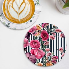 Flora Watercolor Botanical Flowers Uv Print Round Tile Coaster by GardenOfOphir