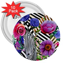 Bountiful Watercolor Flowers 3  Buttons (10 Pack)  by GardenOfOphir