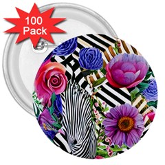 Bountiful Watercolor Flowers 3  Buttons (100 Pack)  by GardenOfOphir