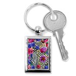 Bountiful Watercolor Flowers Key Chain (Rectangle) Front