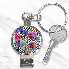 Bountiful Watercolor Flowers Nail Clippers Key Chain by GardenOfOphir